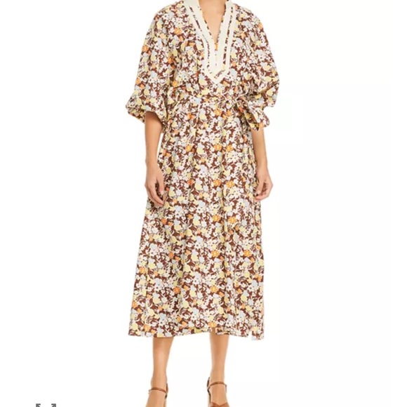 Tory Burch Printed Balloon Sleeve Tunic Caftan Dress - Picture 4 of 10